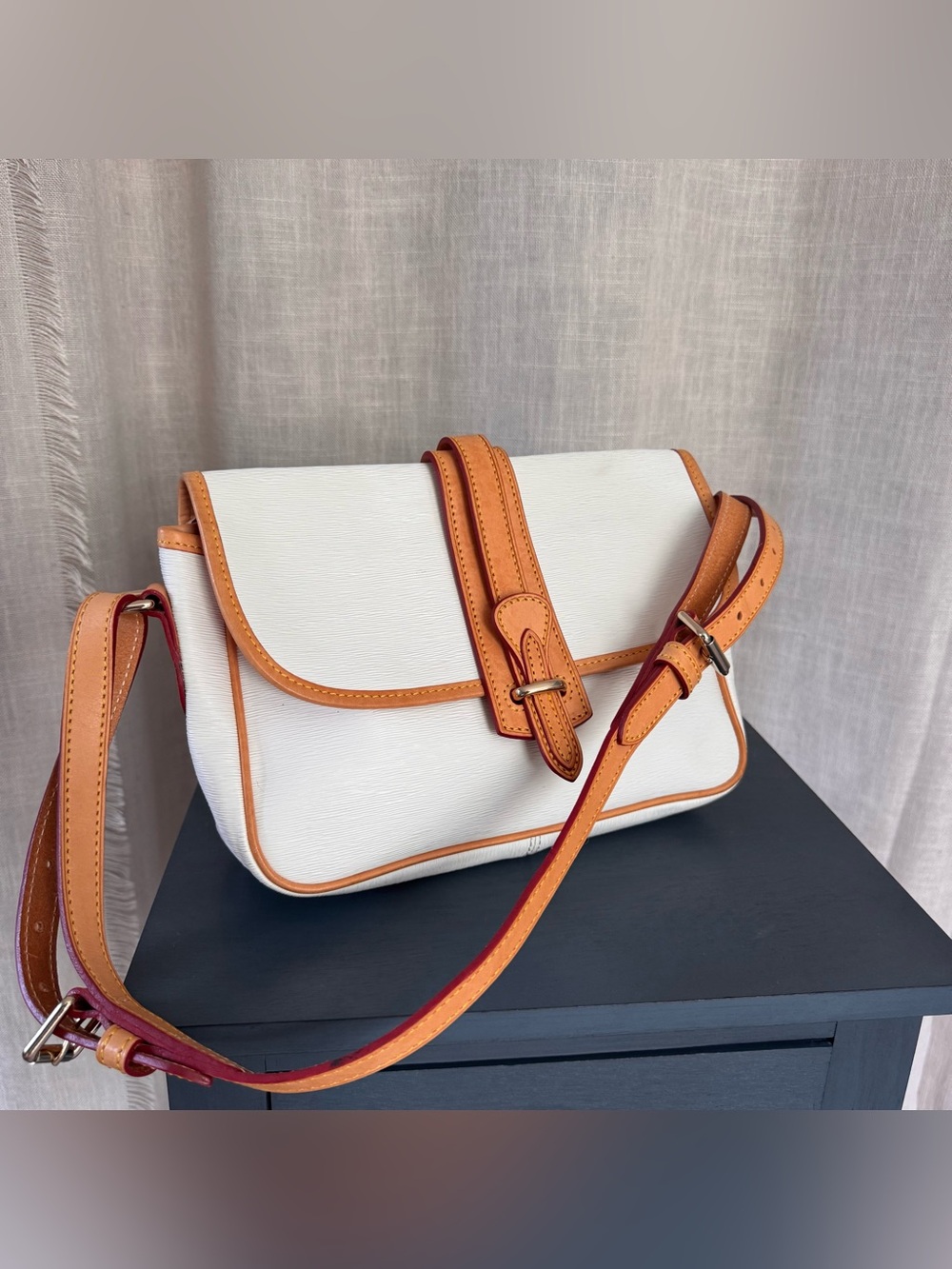 Dooney & Bourke All Weather Leather equestrian shoulder bag in white